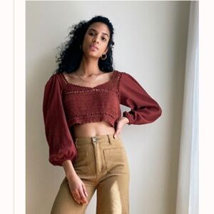 Cynthia Crochet Top in Chocolate